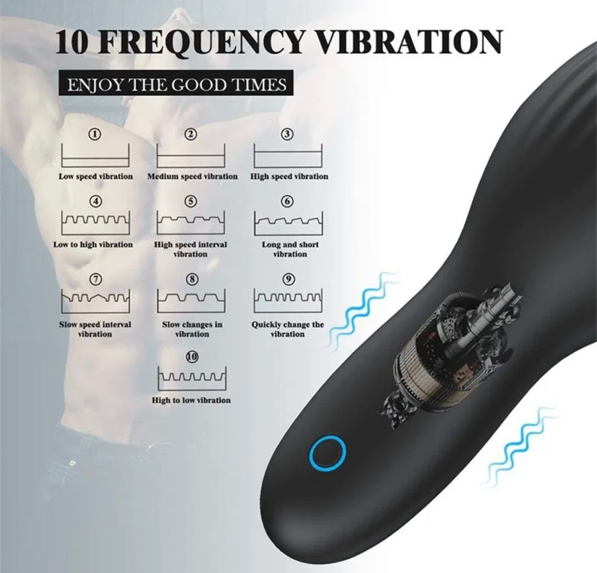 Mens Masturbation Cup. Trainer Massage Stick. 10 Frequency Masturbation Cup Sex Toys.